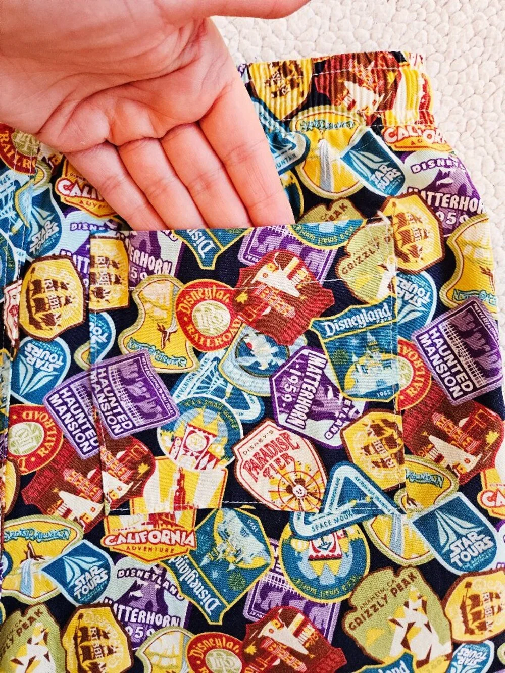 Disney Parks Ride Attractions Print Lounge Pajama Pants Cotton Unisex Women's S - Picture 4 of 6